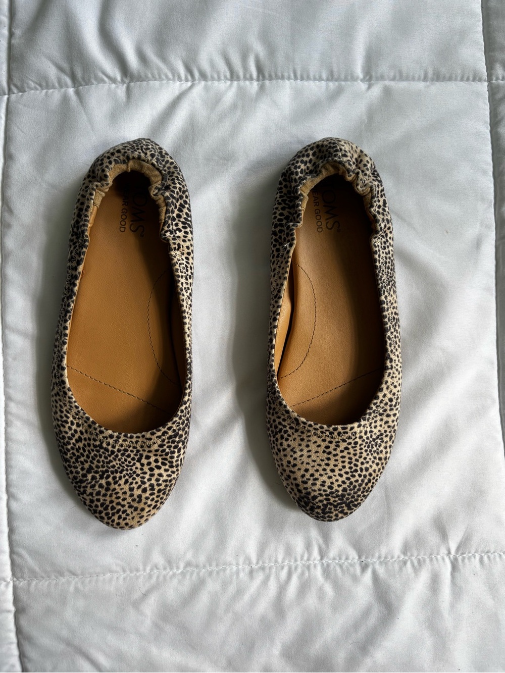 Toms Women's Leopard-Print Ballet Flats in Beige and Black